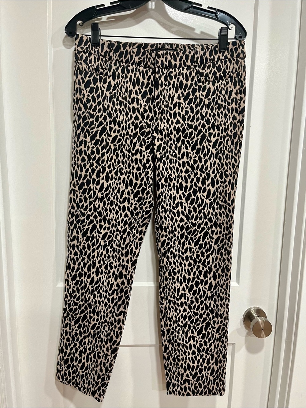 Banana Republic Leopard-Print Sloan Pants in Black and Beige